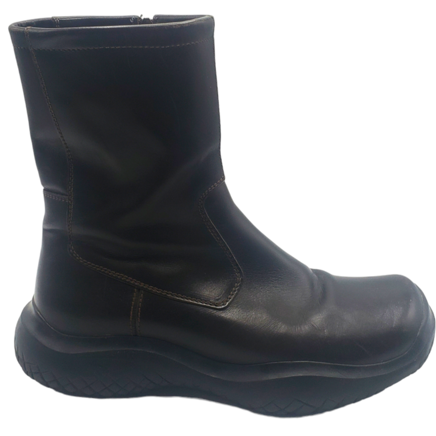 Prada Chocolate Square Toe Mid Calf Boots