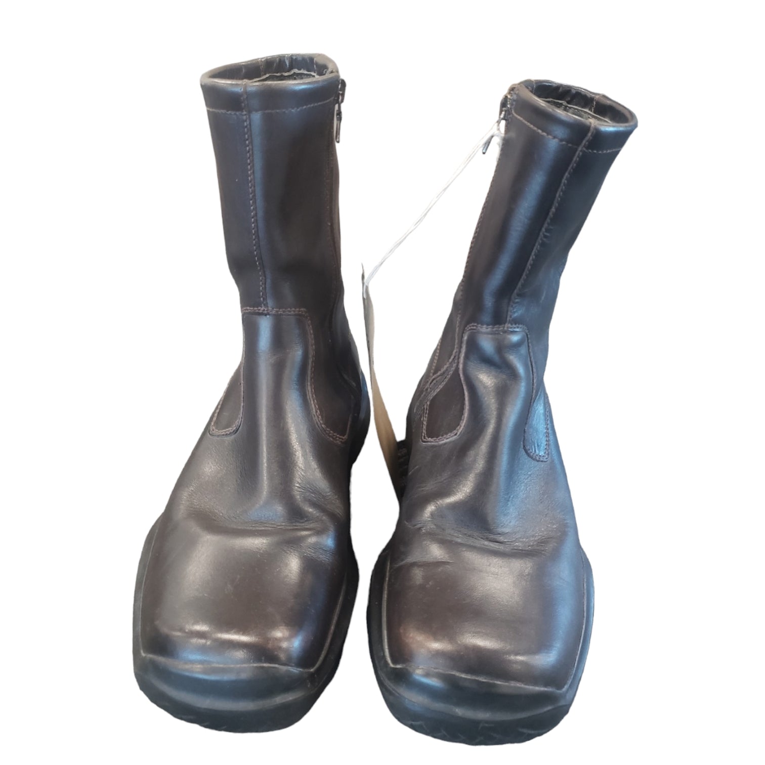Prada Chocolate Square Toe Mid Calf Boots
