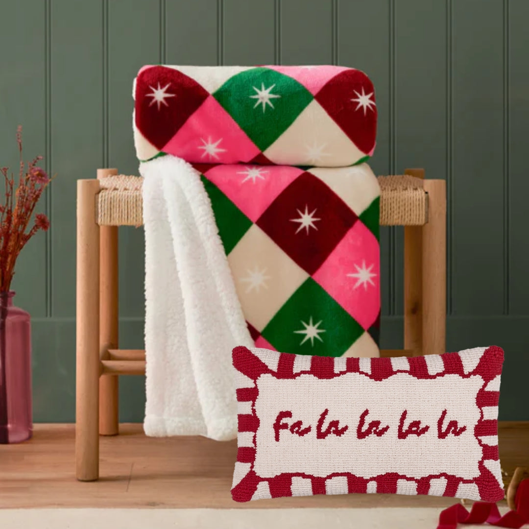 Candy Stripe 'Fa La La' Tufted Cushion
