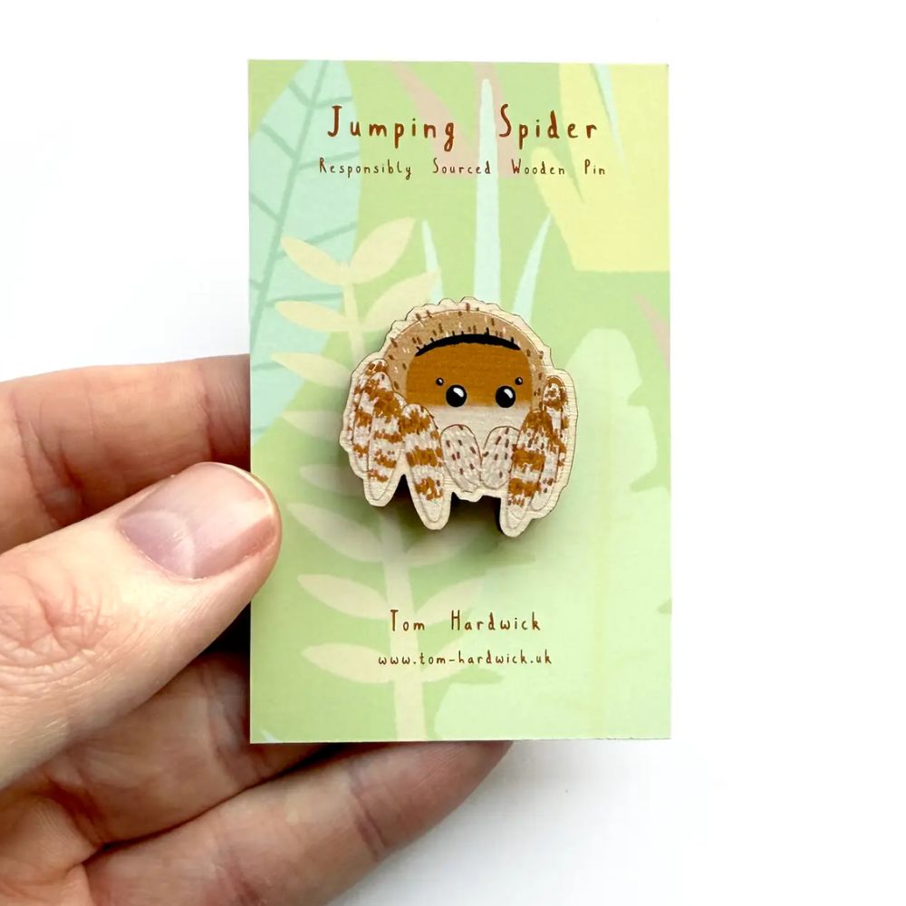 Jumping Spider Wooden Pin