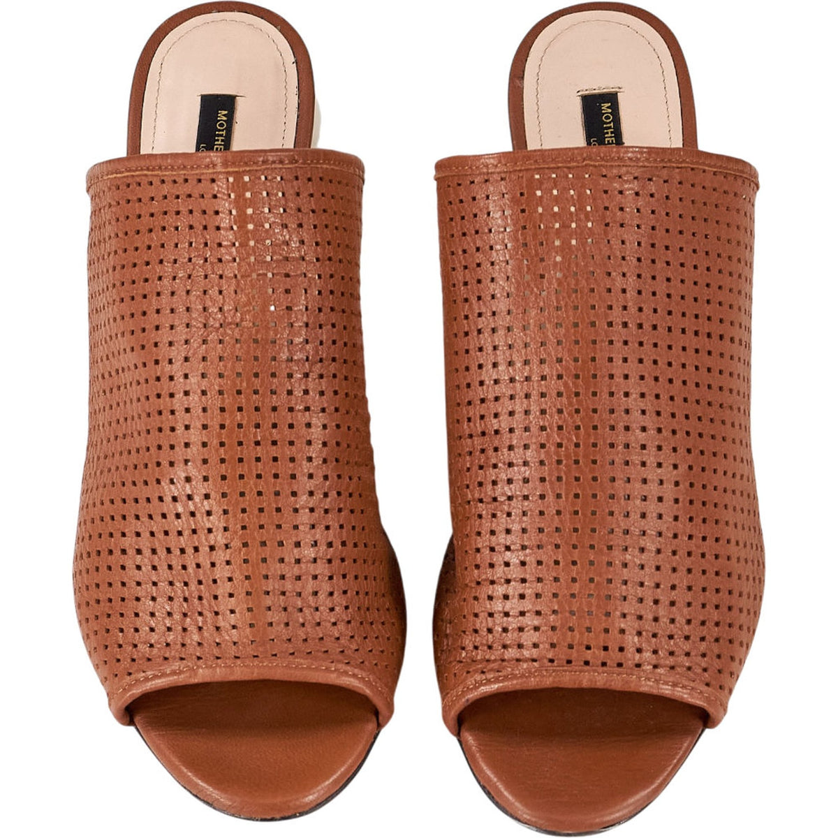 Mother of Pearl Tan Perforated Mules