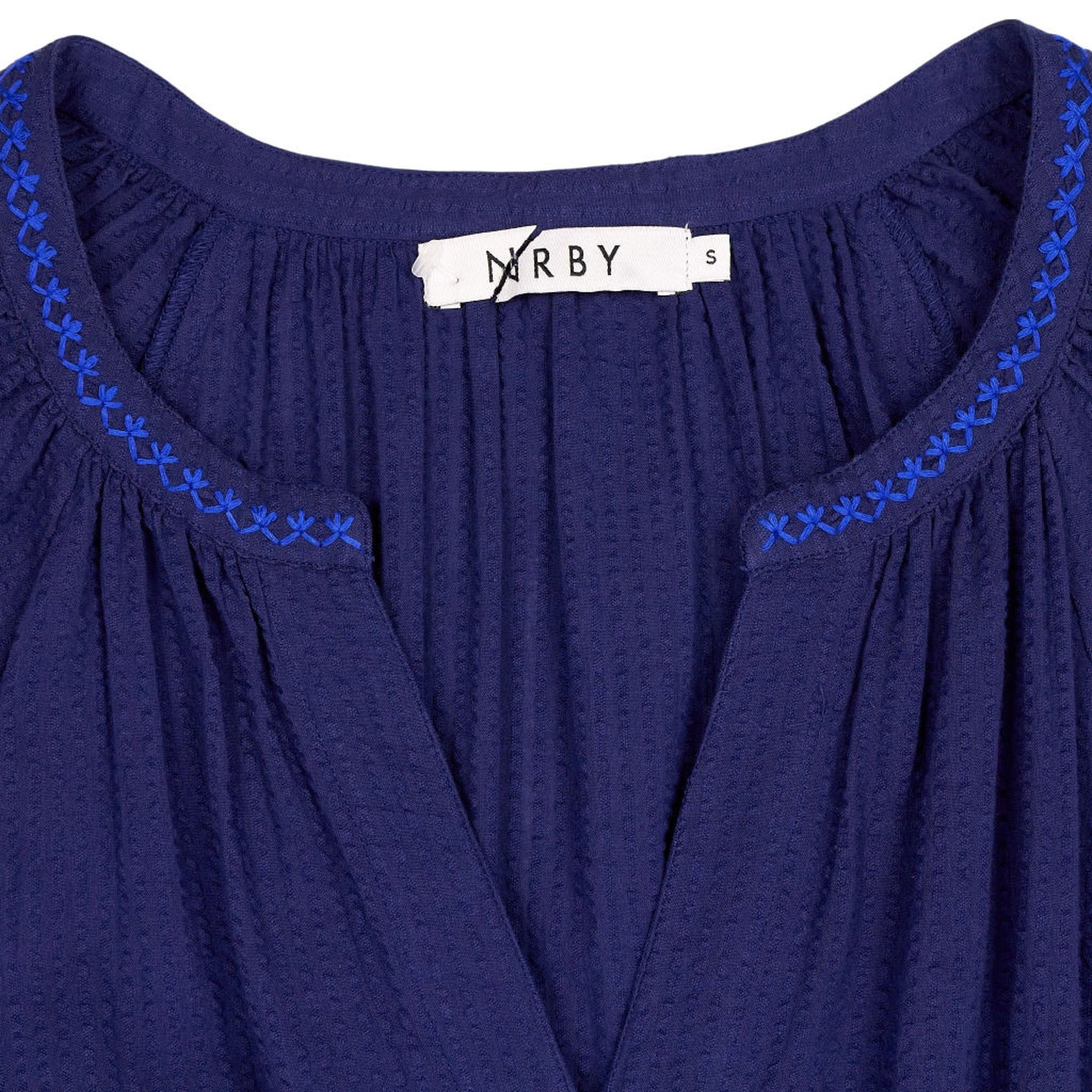 NRBY Blue Cotton Embroidered Dress