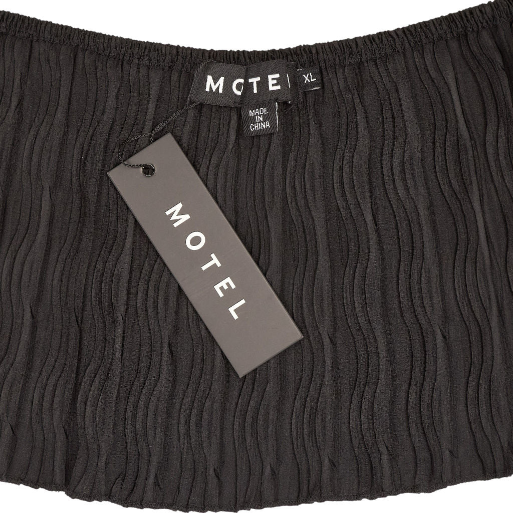 Motel Black Crinkled Dana Top