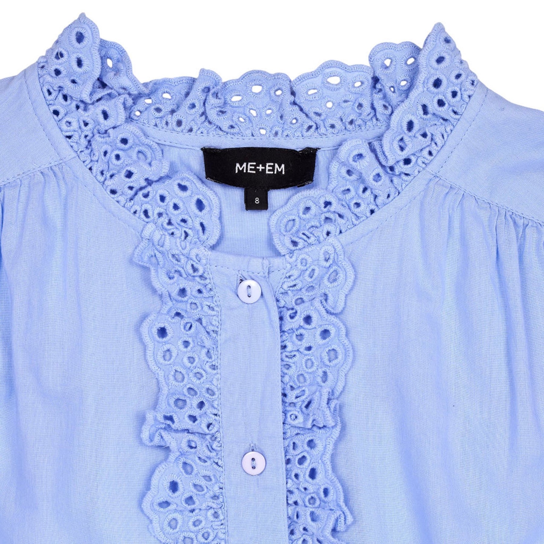 Me+Em Blue Ruffle Blouse