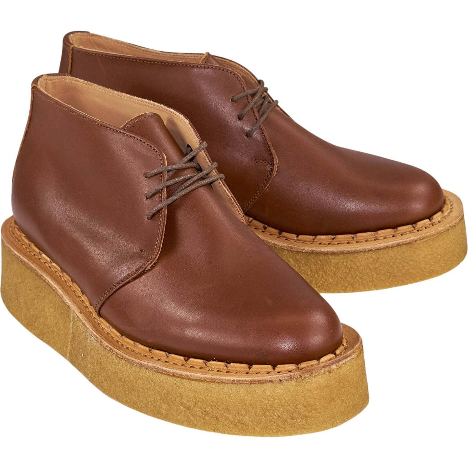 YMC Brown Leather Platform Shoes