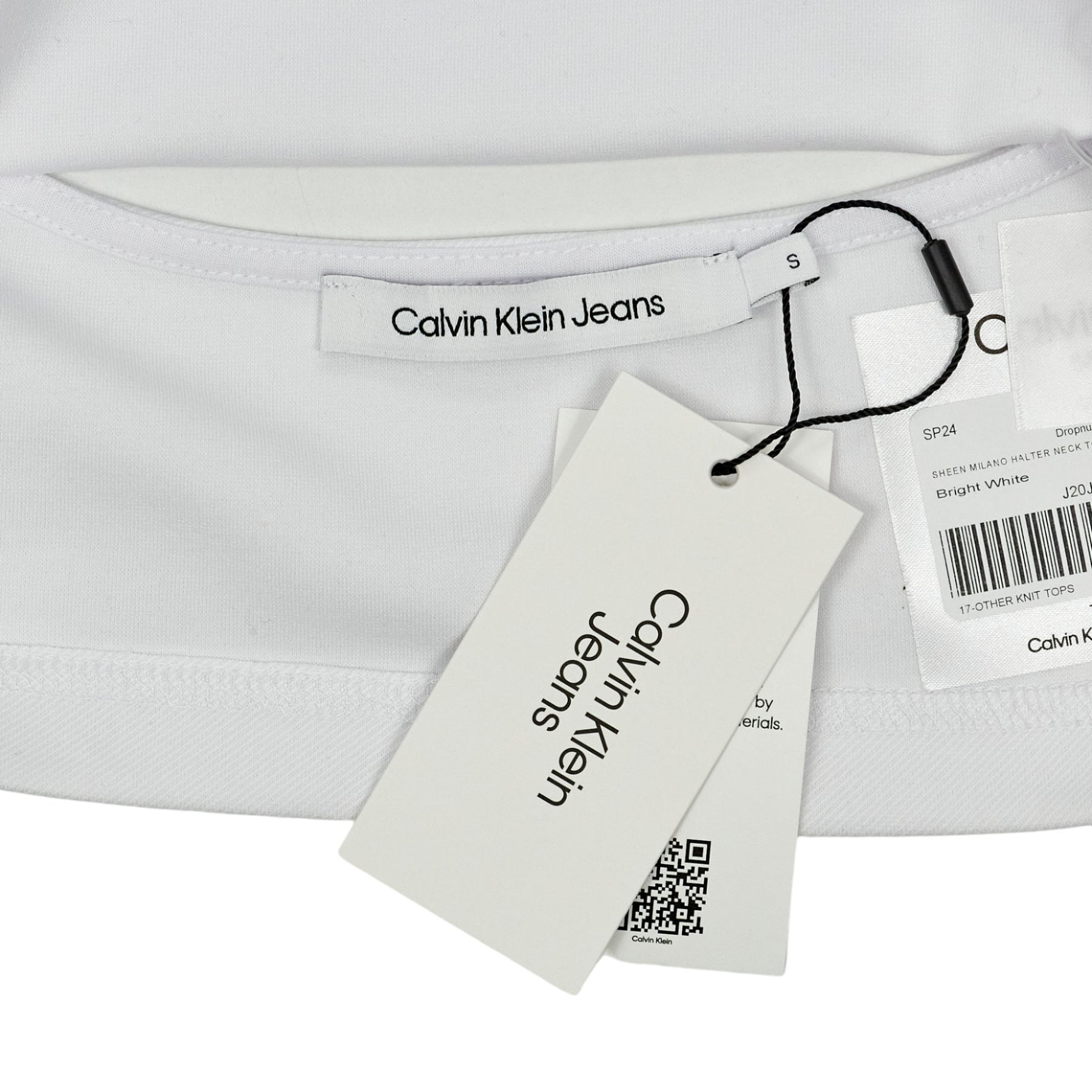 Calvin Klein Jeans Bright White Sheen Halter Top