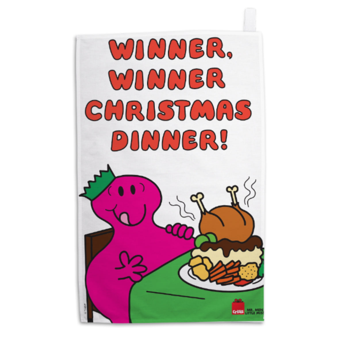 Mr Greedy Christmas Tea Towel - Exclusive to Crisis