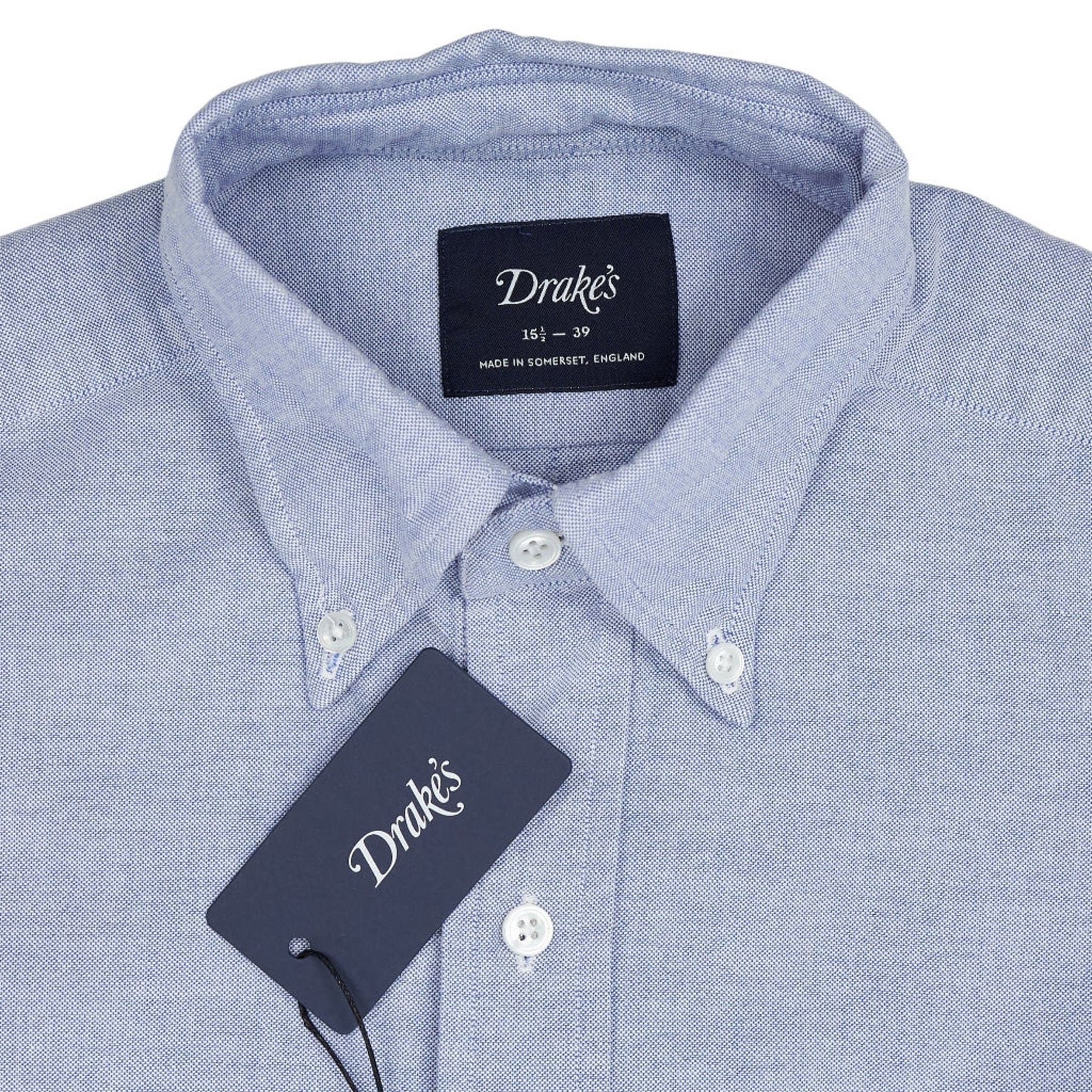 Drake's Blue Button-Down Oxford Shirt 15.5 - 39