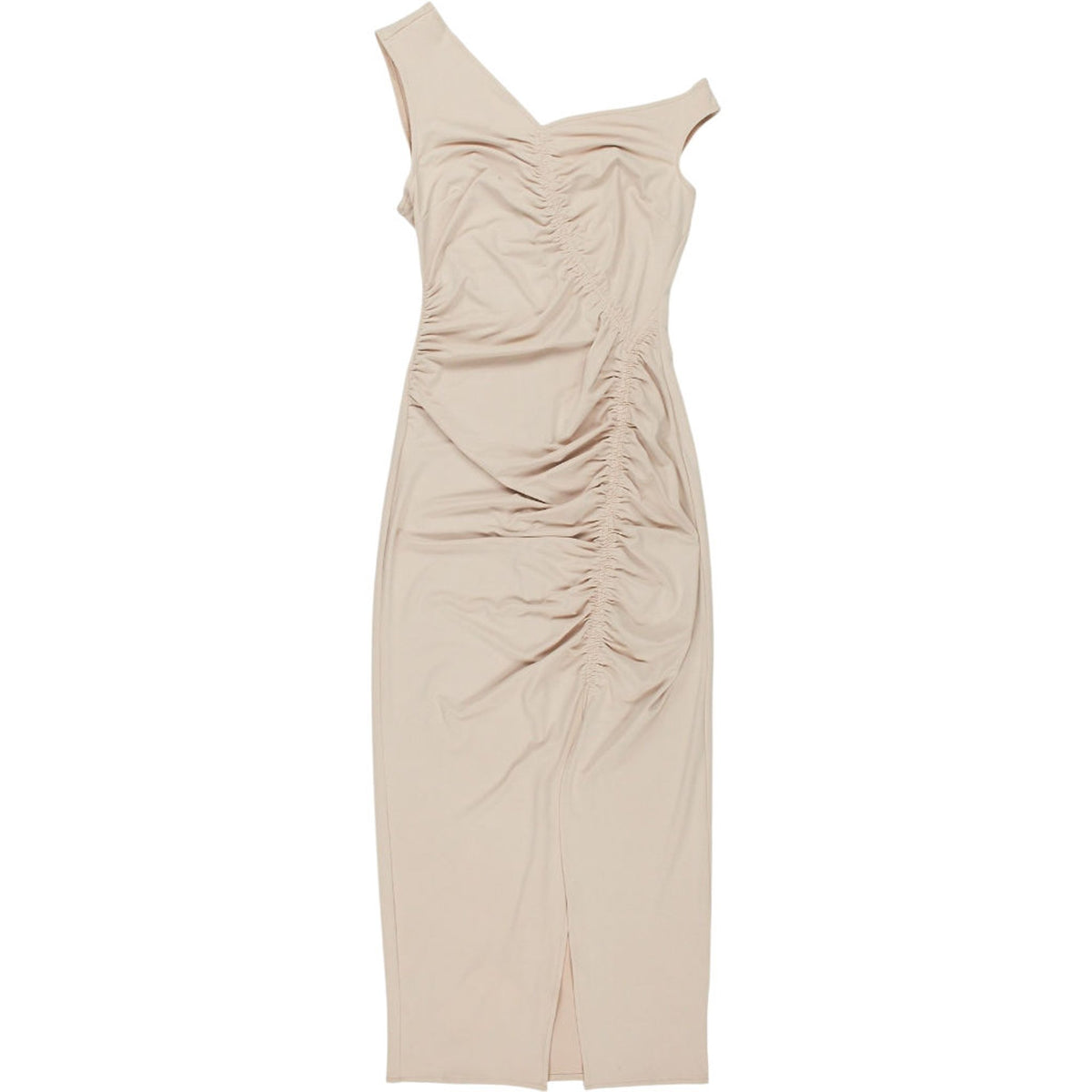 Self-Portrait Taupe Asymmetric Midi Dress