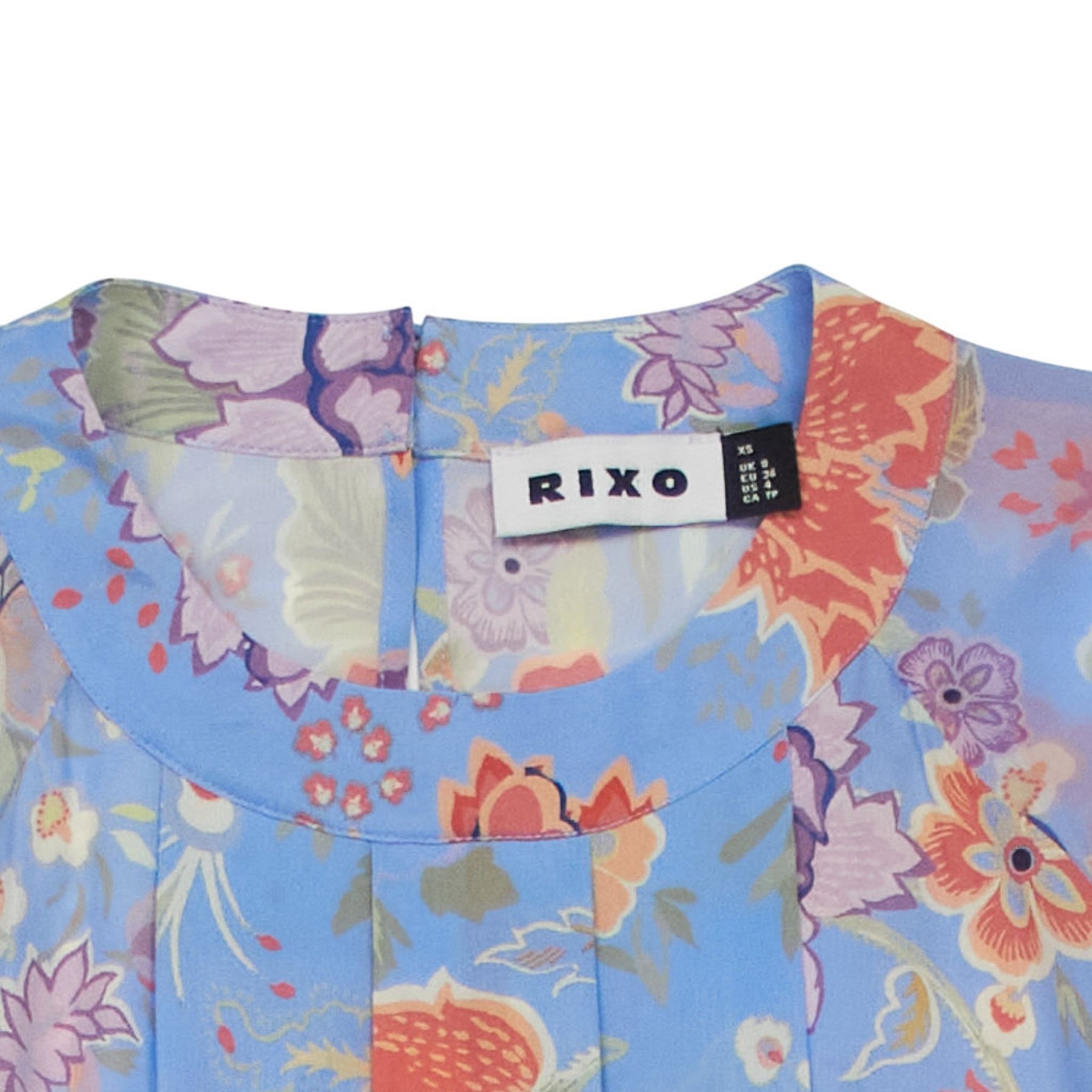 Rixo Blue Floral Midi Dress