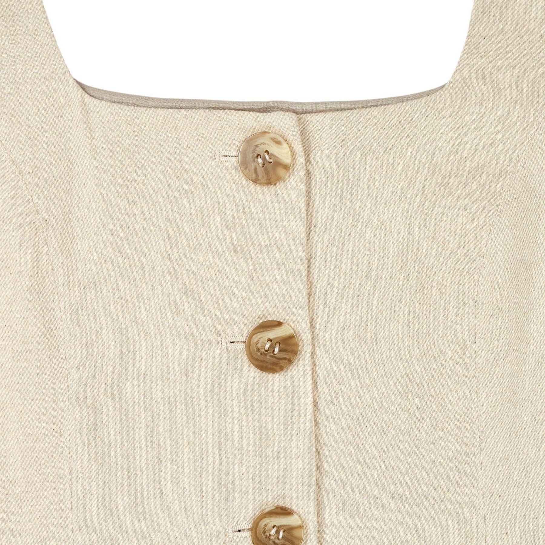 Albaray Beige Square Neck Button Dress