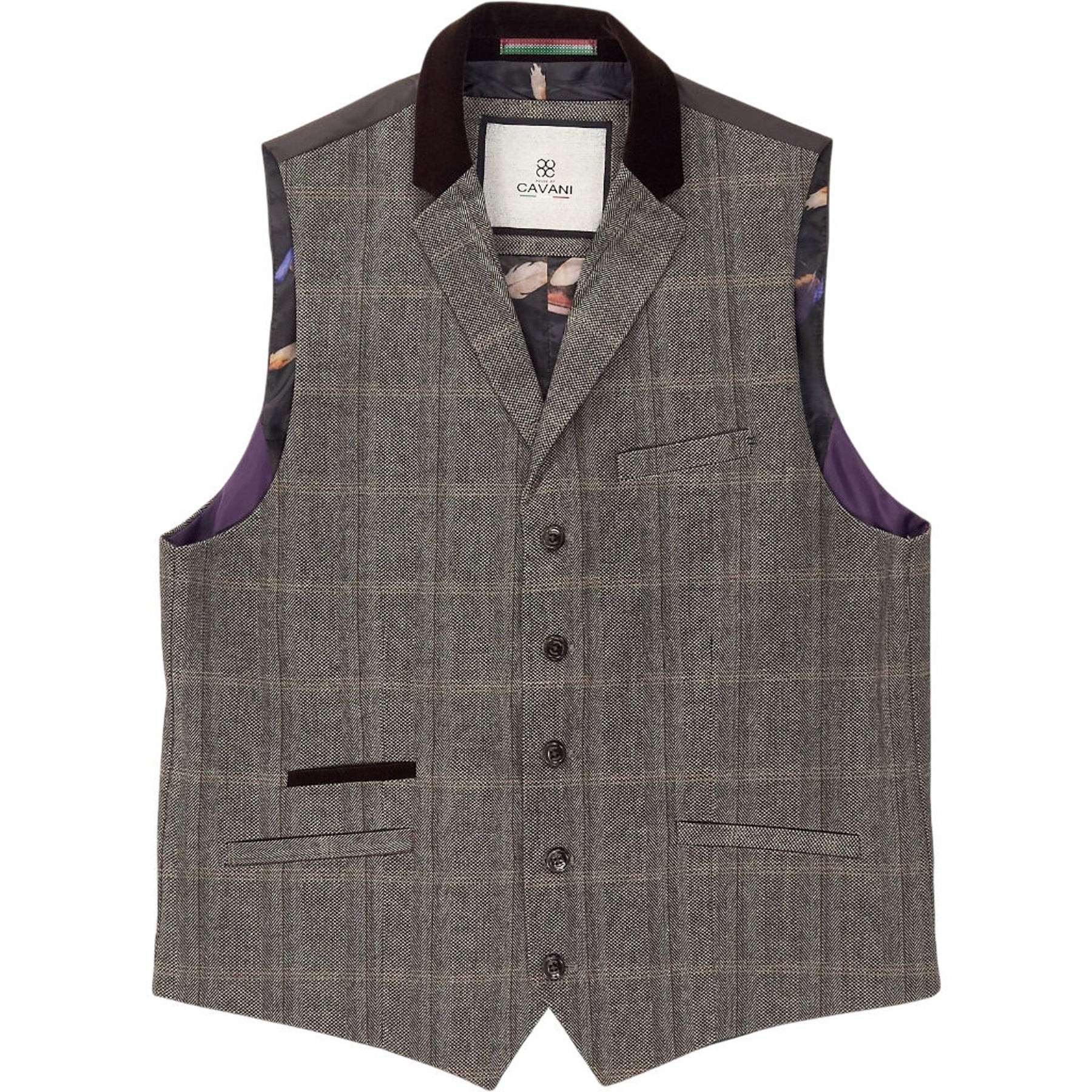 Cavani Brown Check Suit
