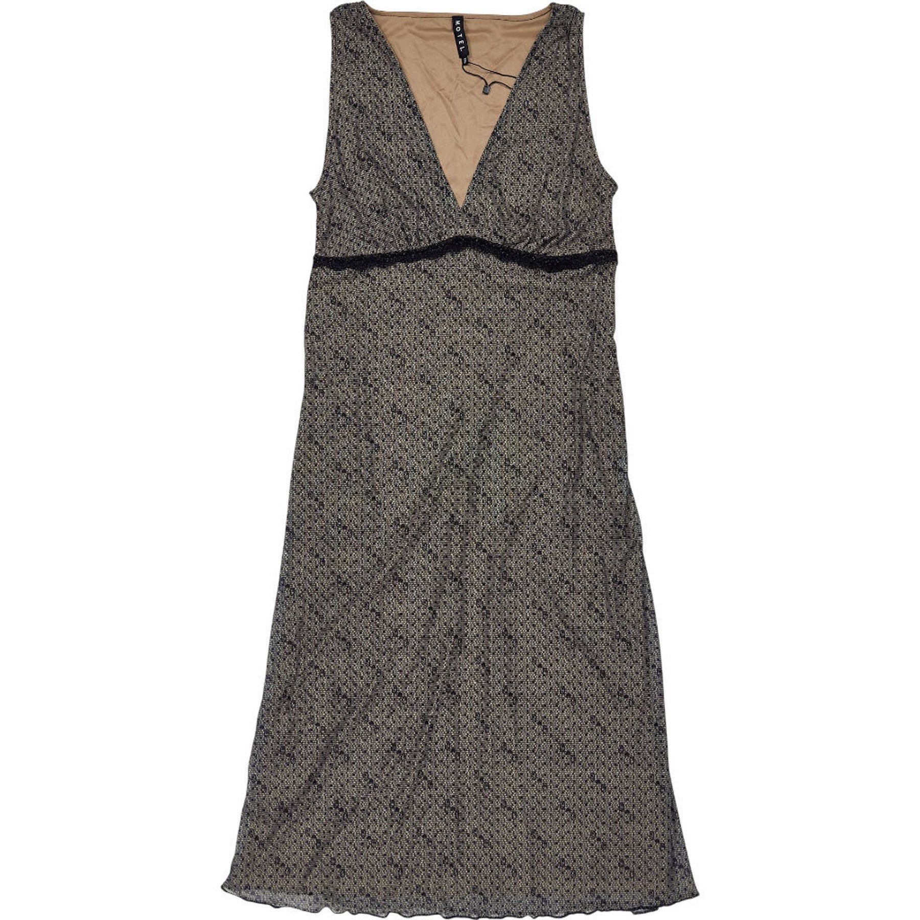 Motel Beige Vasida Midi Dress Mesh