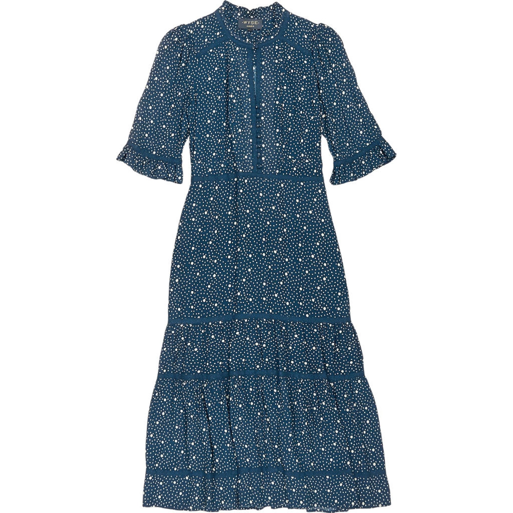 Wyse Blue Polka Dot Midi Dress 1
