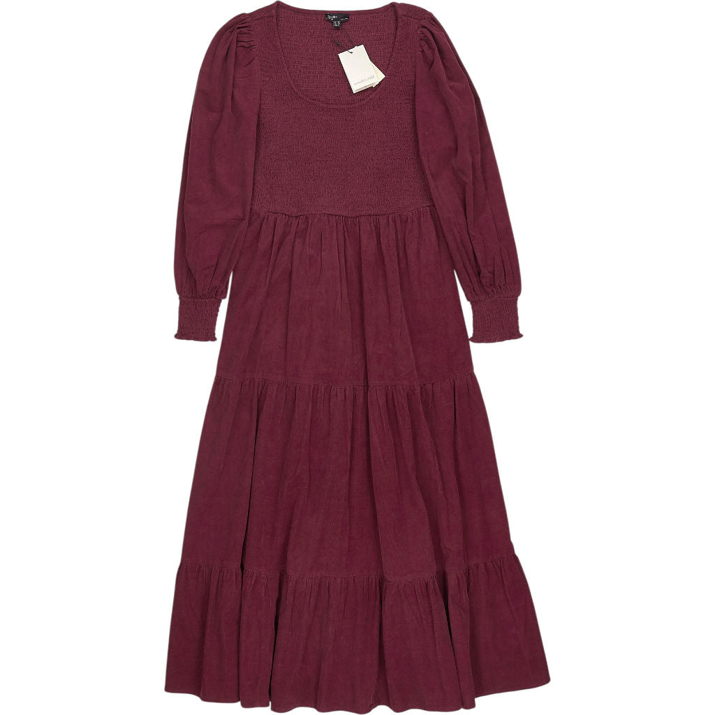 Nobody's Child Burgundy Ruby Midi Corduroy Dress
