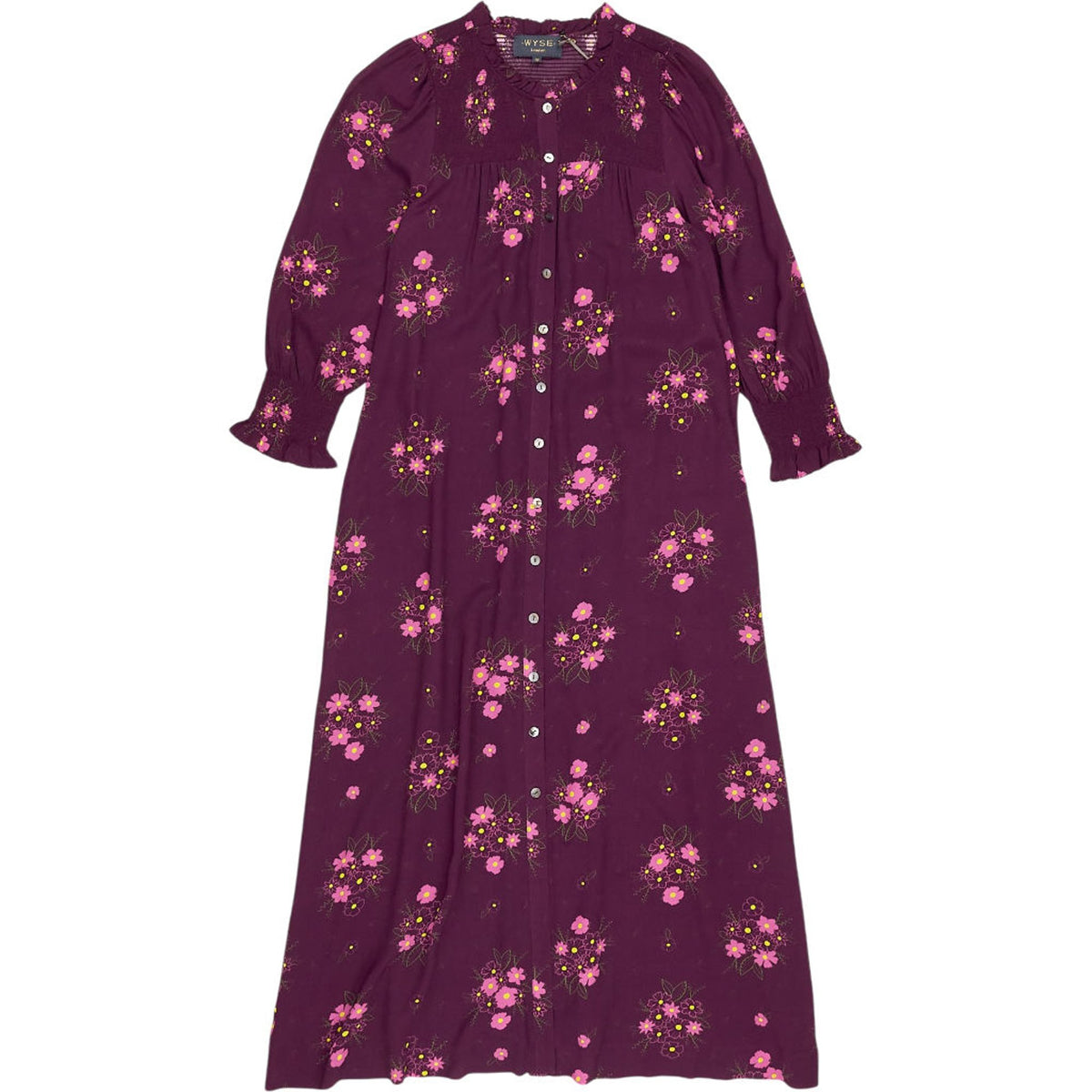 WYSE Merlot Floral Ettie Shirt Dress