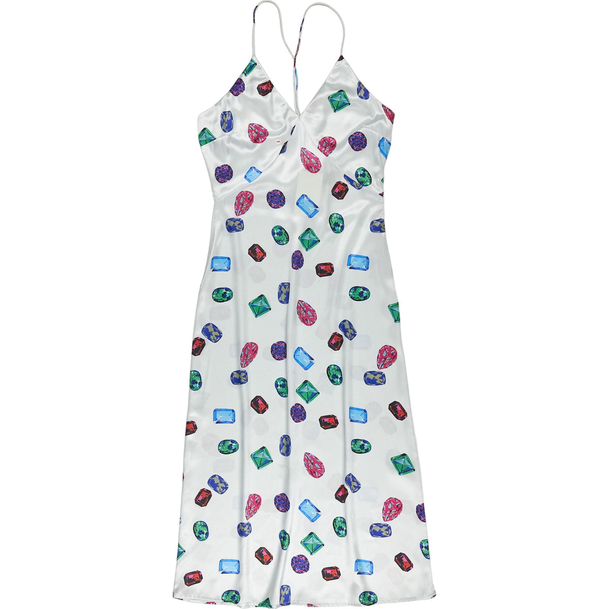 OMNES White Multi Gem Print Dress
