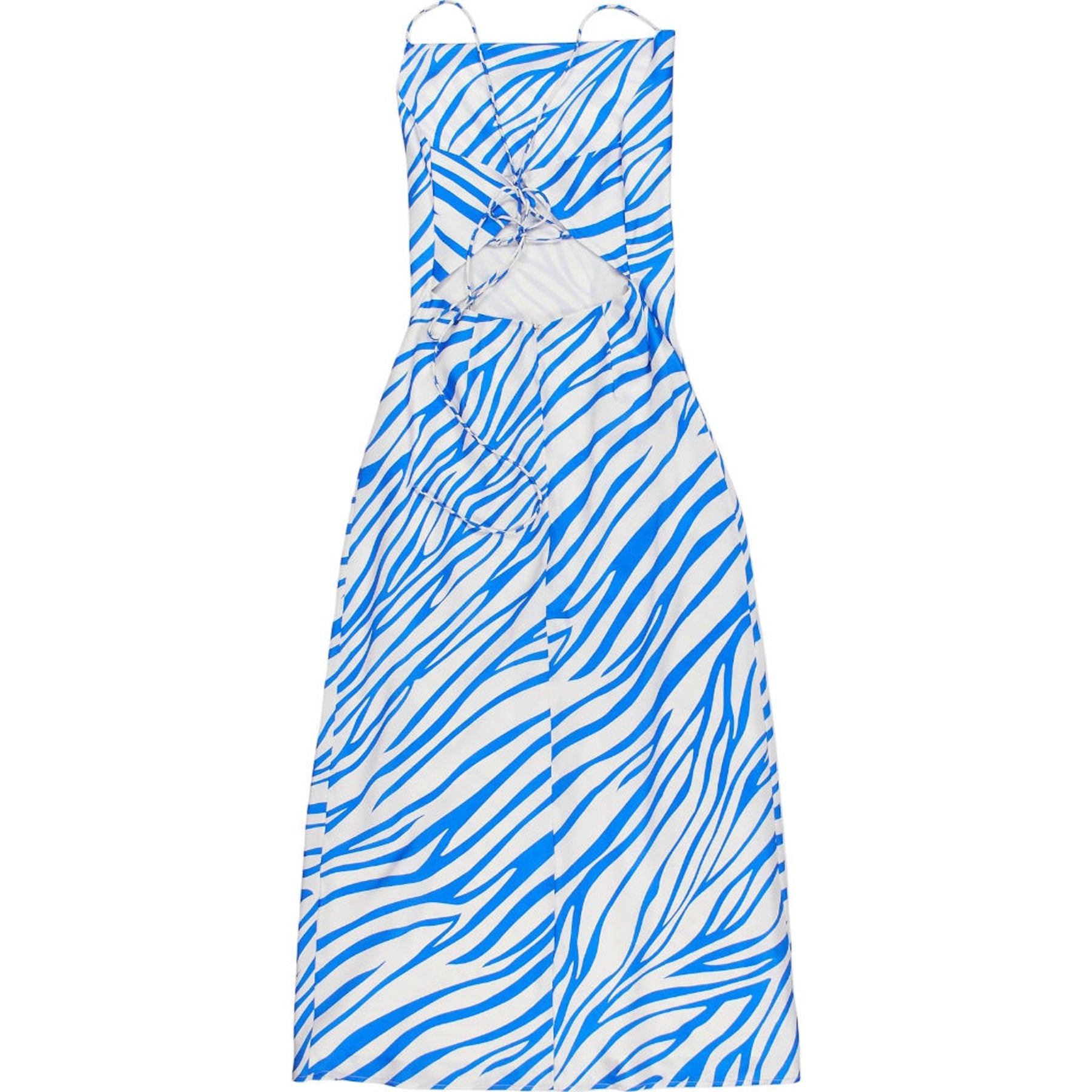 Omnes Blue Zebra Print Cut-Out Midi Dress
