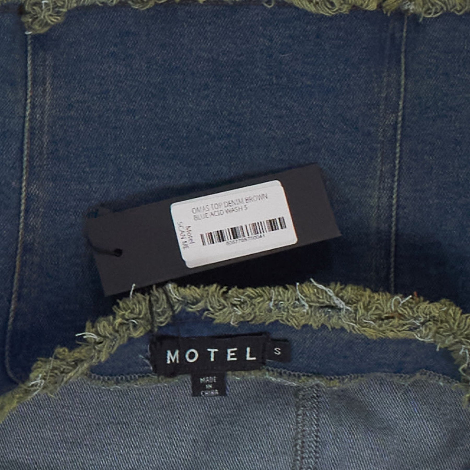 Motel Blue Denim Frayed Corset Top
