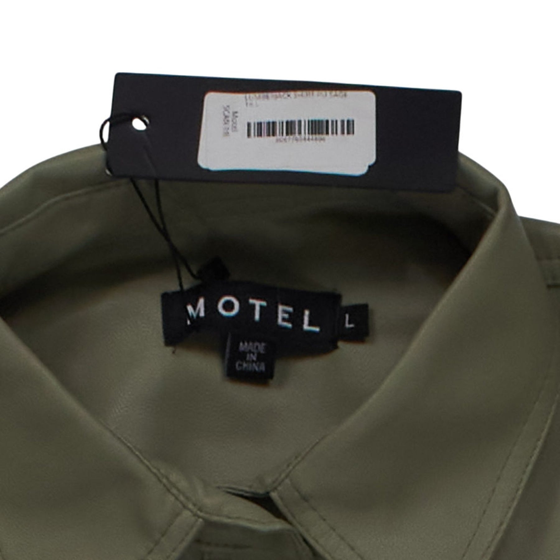 Motel Khaki Faux Leather Shirt