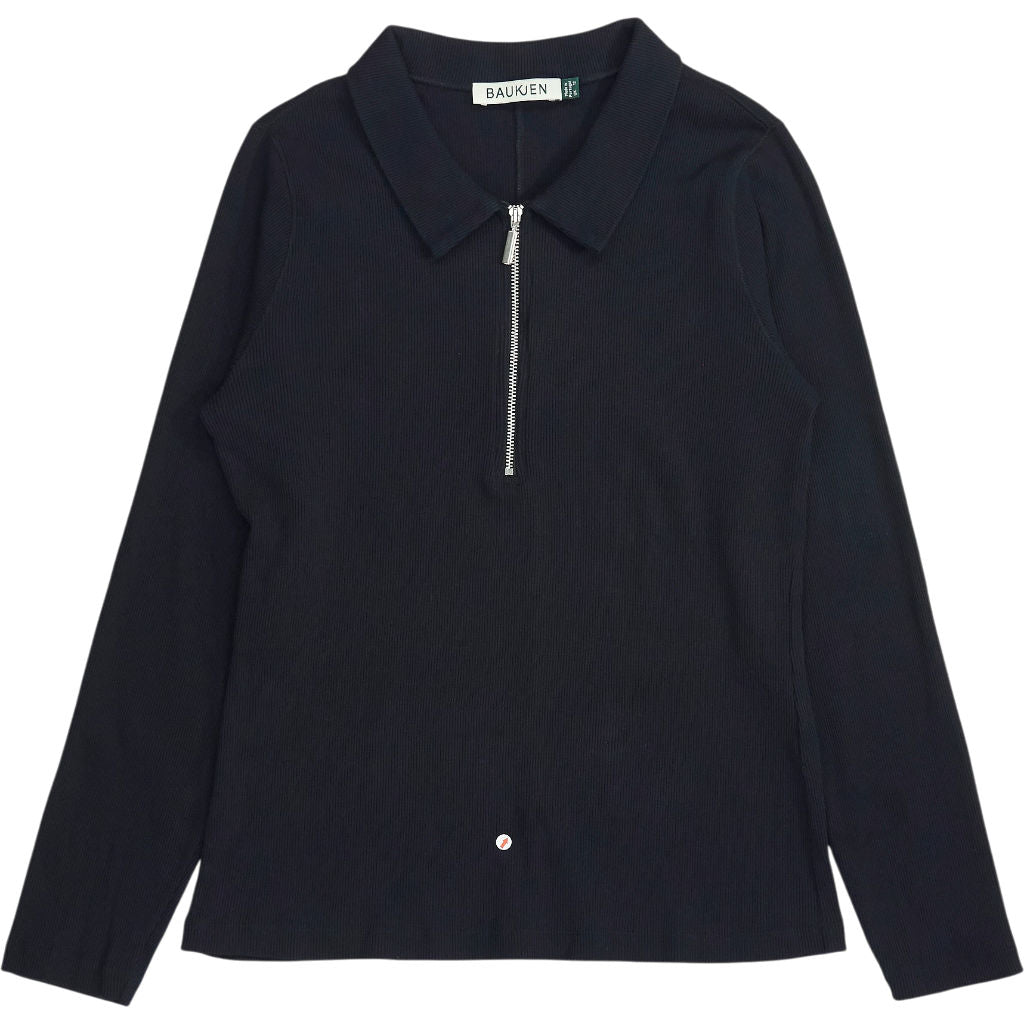Baukjen Black Long Sleeve Zip Ribbed Top