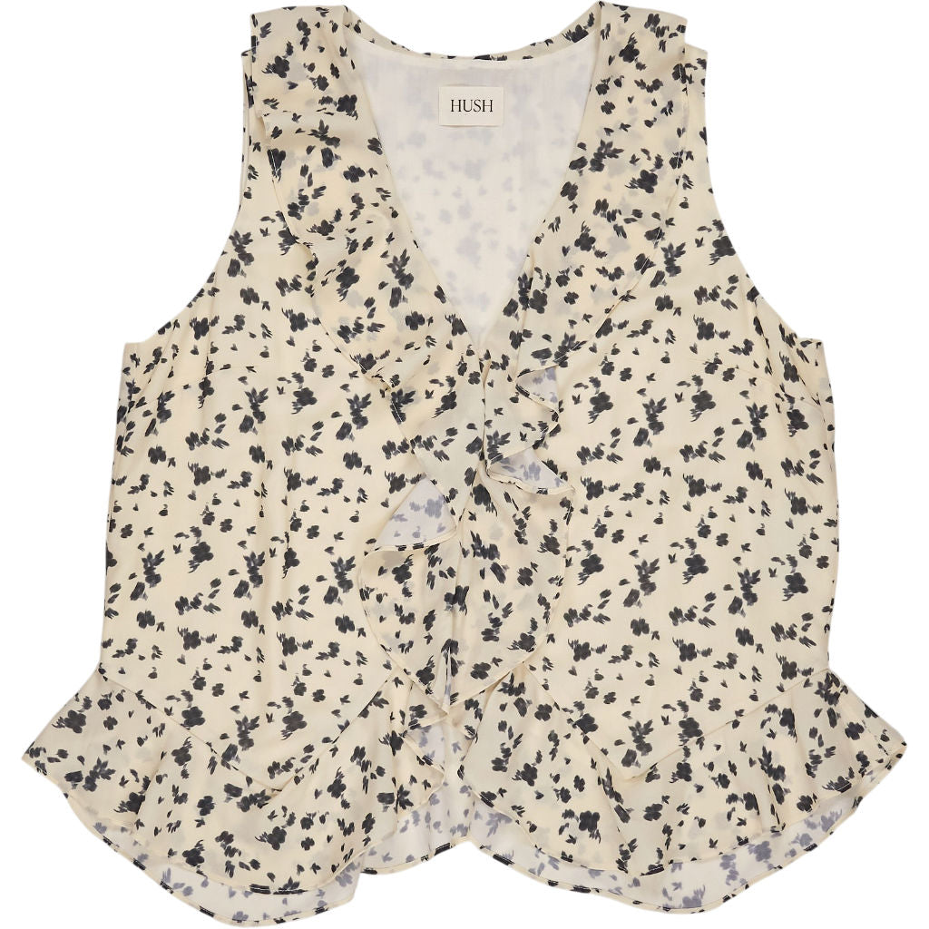 Hush Neutral Floral Chiffon Ruffle Blouse