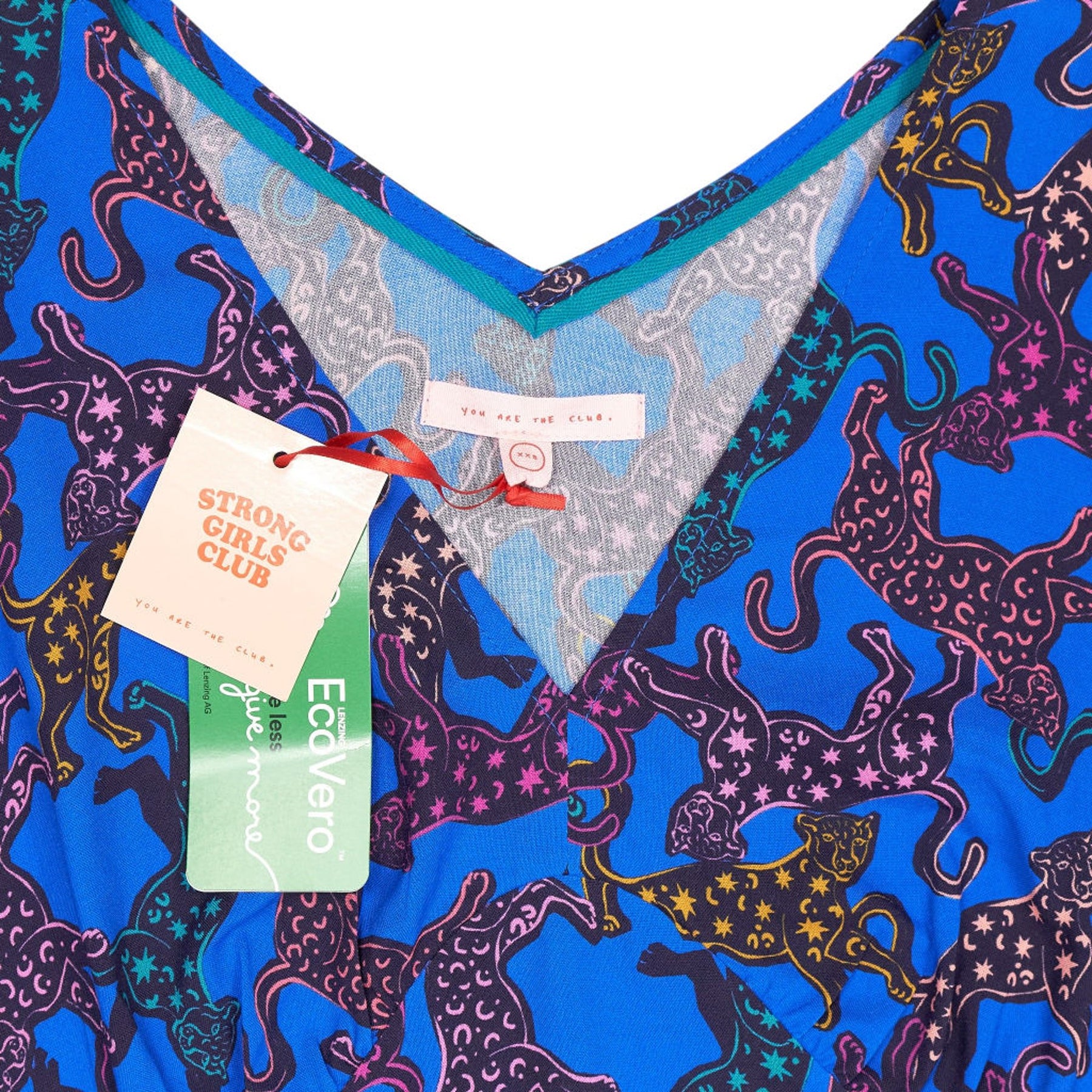 Strong Girls Club Blue Leopards Dancing Print Dress