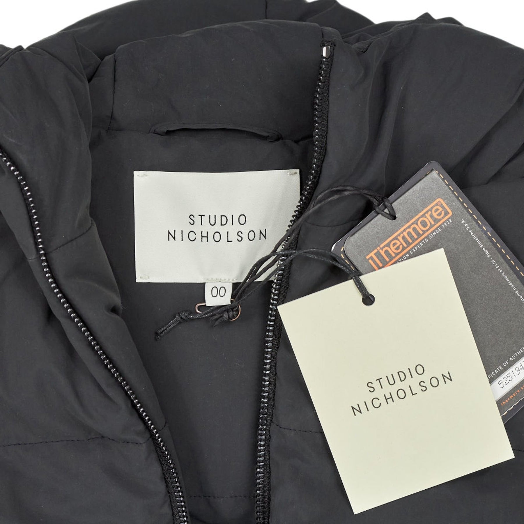 Studio Nicholson Black Padded Hooded Coat