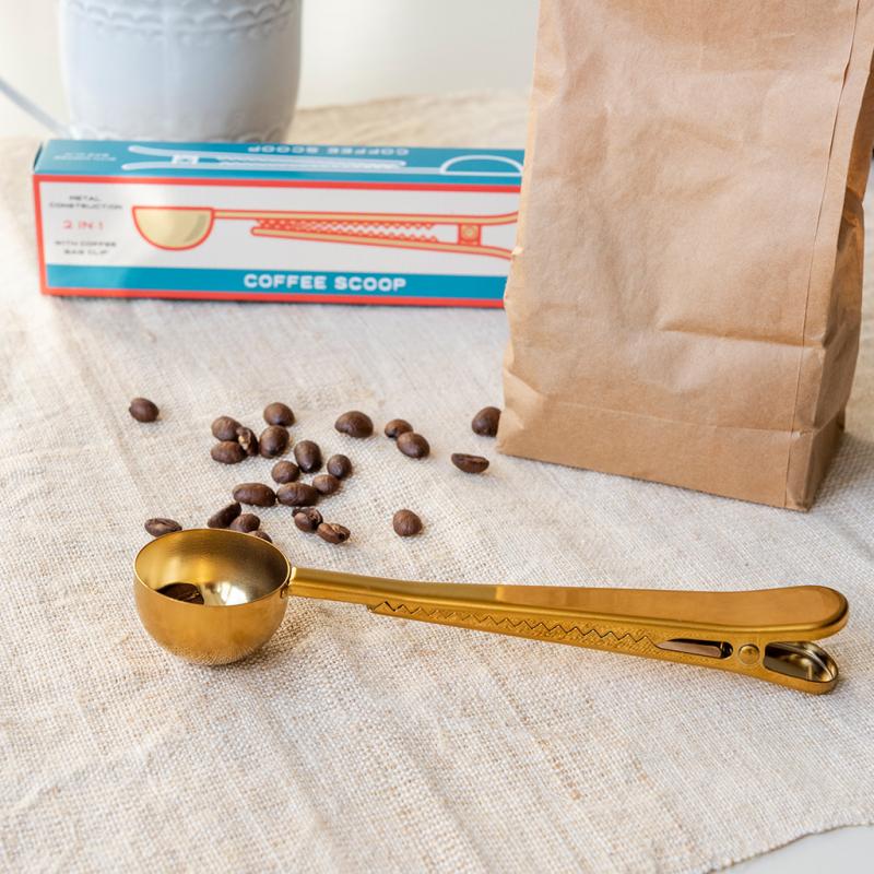 Brass Coffee Scoop and Clip