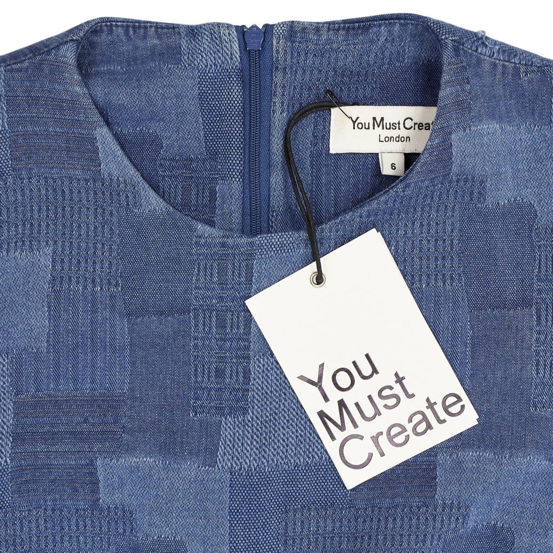 YMC Blue Patterned Cotton Jumpsuit UK 6