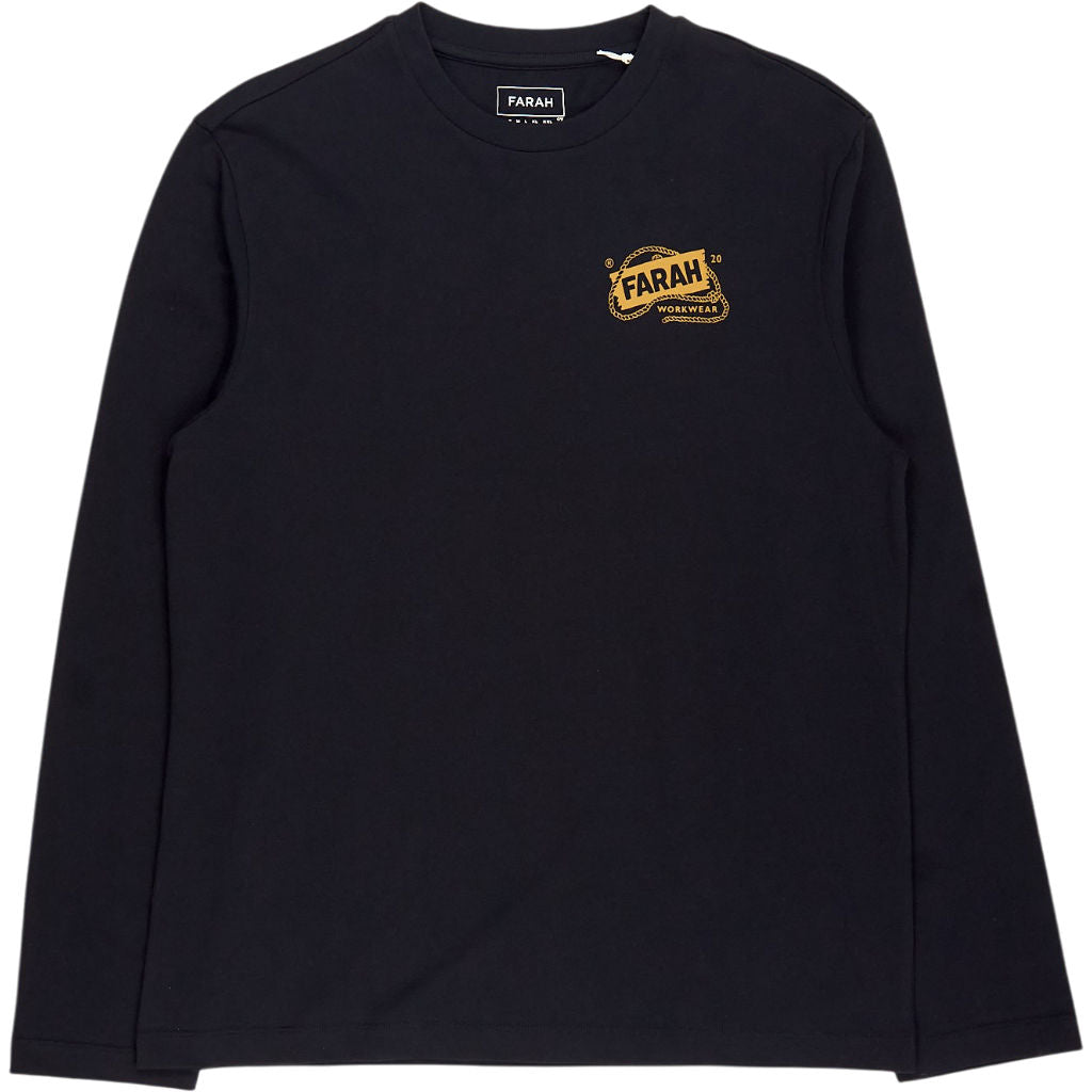 Farah Black Worden Graphic Long Sleeve Tee