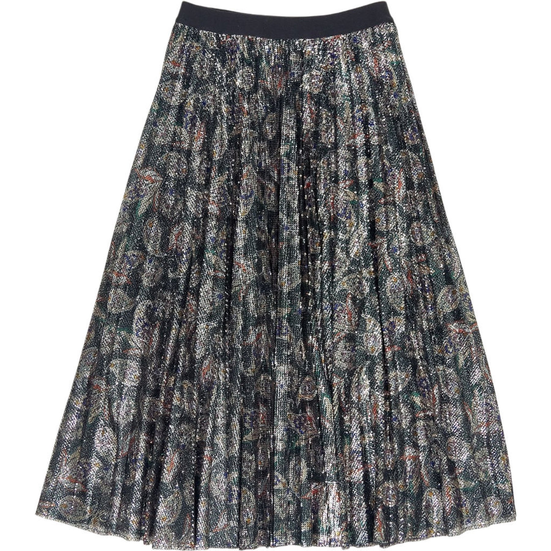 Maje Multi Sequin Pleated Skirt