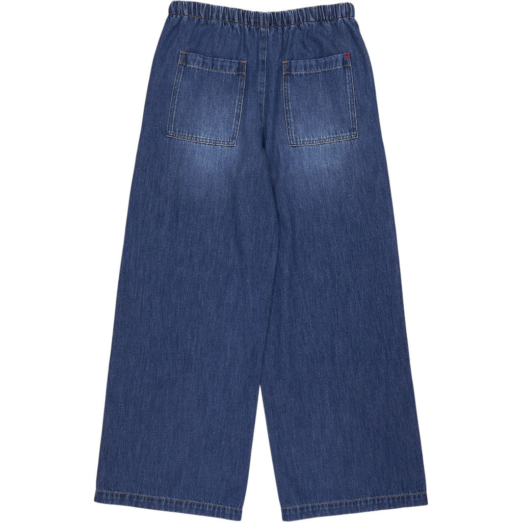 Hush Blue Wide Leg Denim Trousers