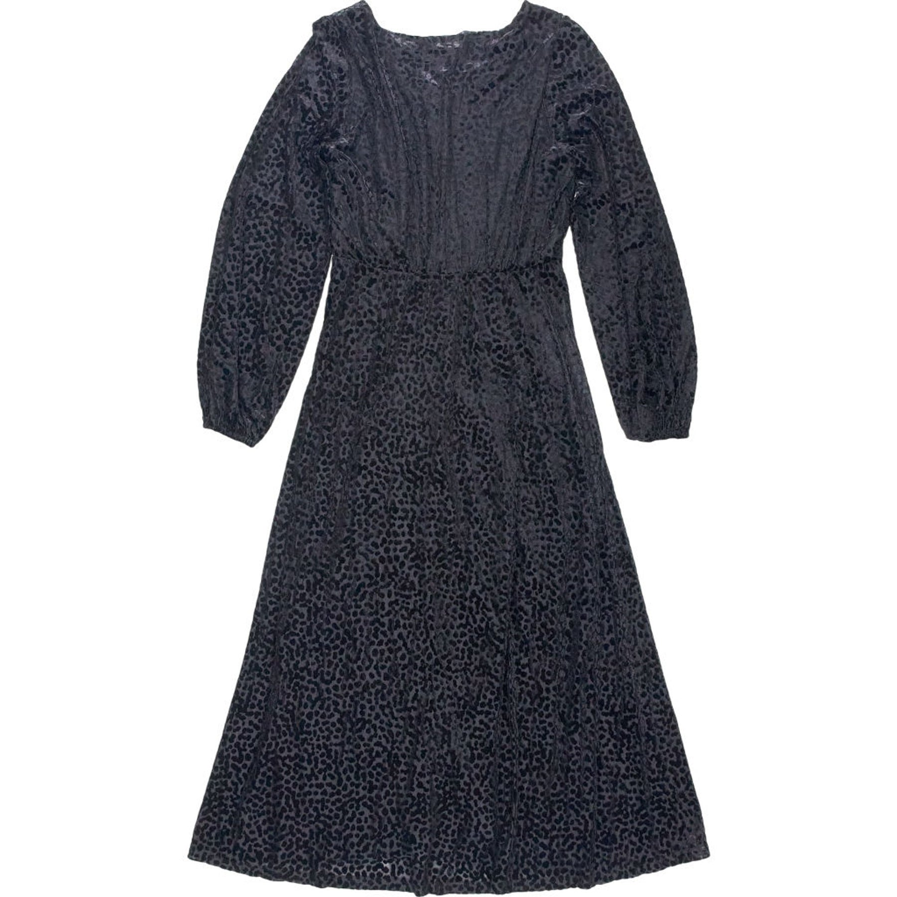 Wyse Black Leopard Print Midi Dress