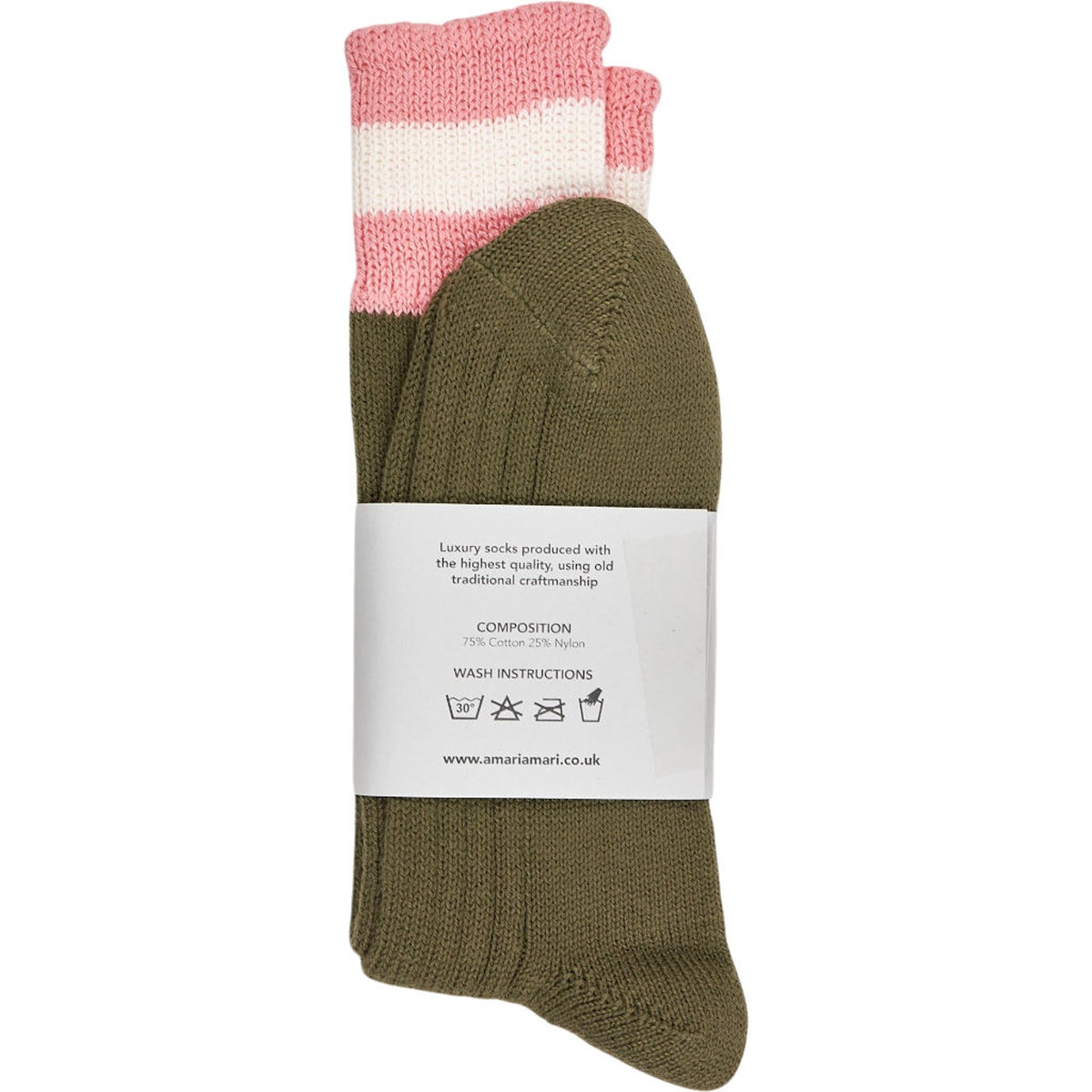 Amari Amari Pink Green Striped Socks