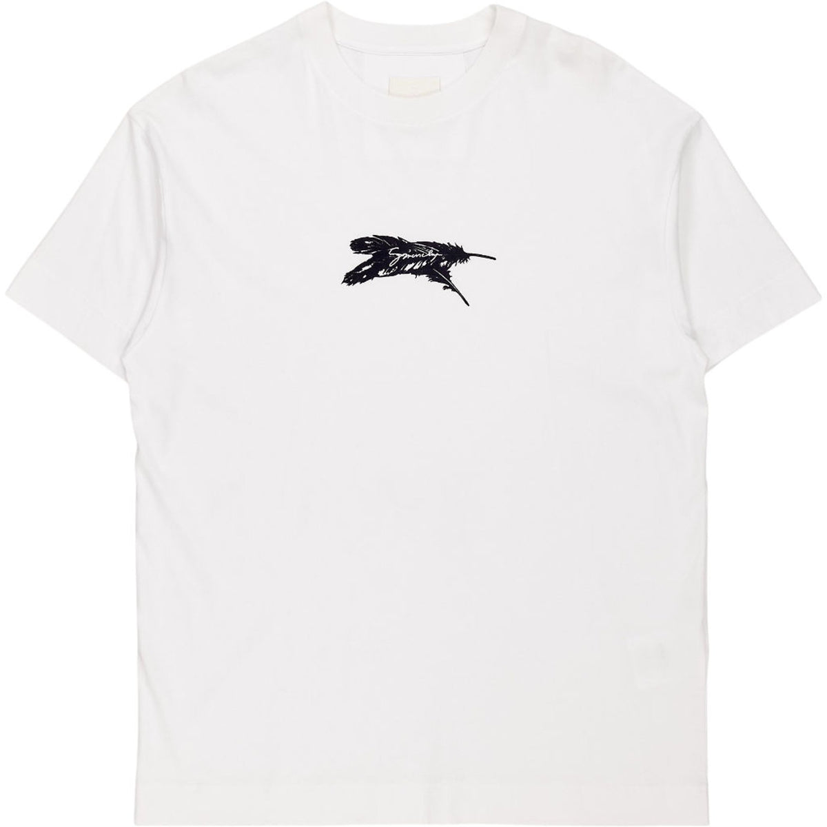Givenchy White Cotton T-Shirt Feather Print