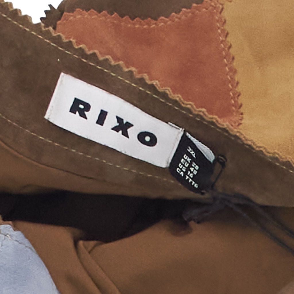 Rixo Multi Patchwork Suede Skirt