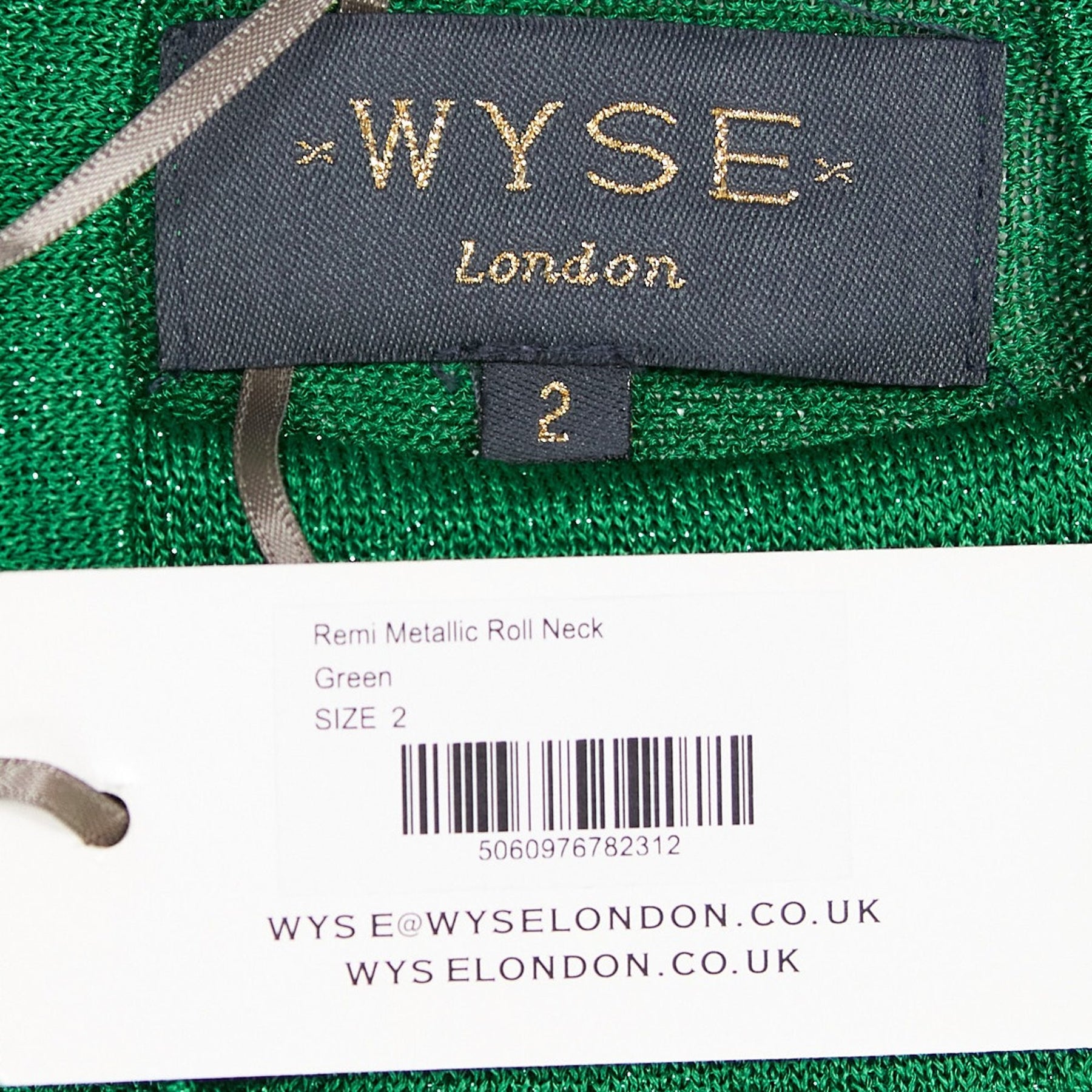 Wyse Green Remi Metallic Roll Neck Jumper