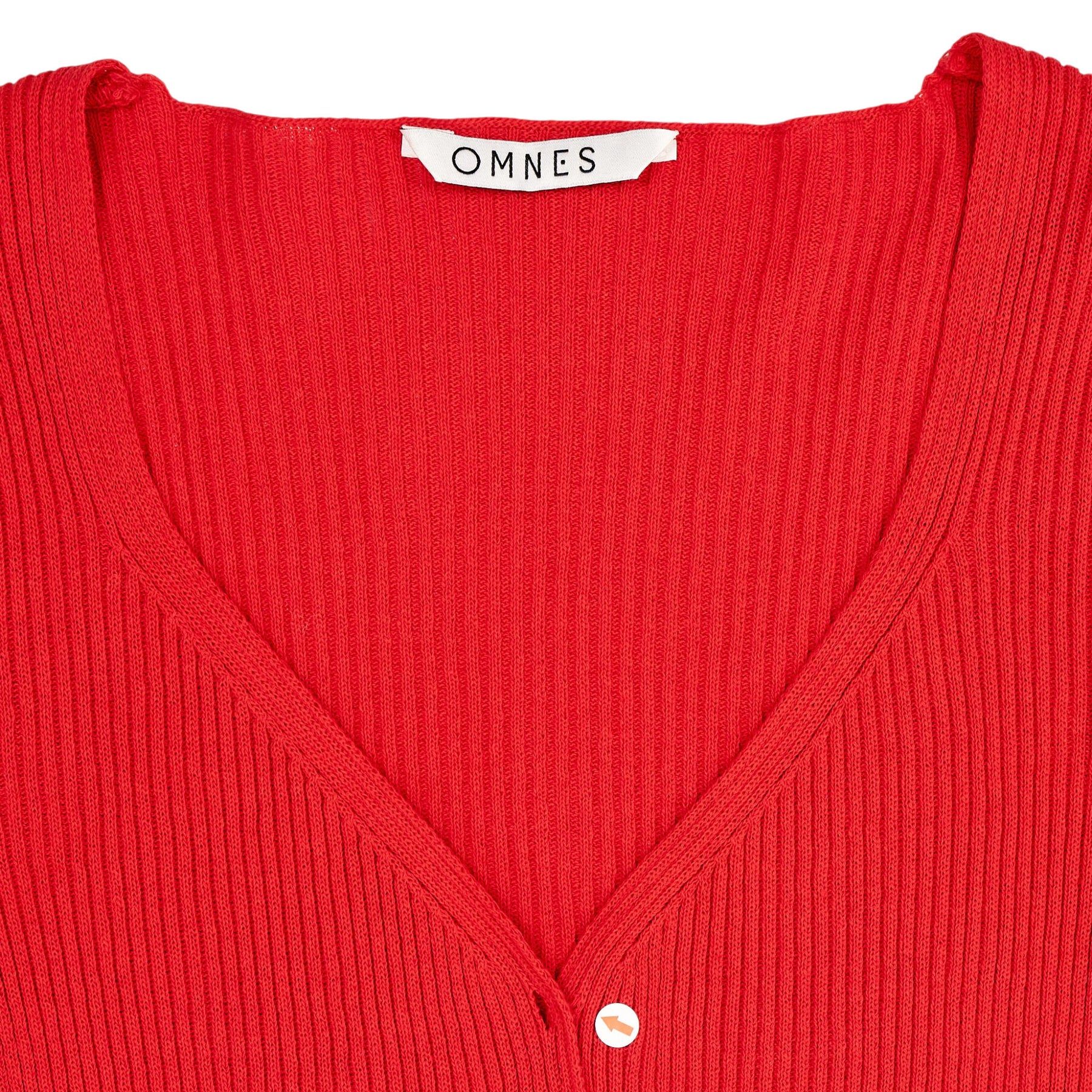 OMNES Red Ribbed Cardigan