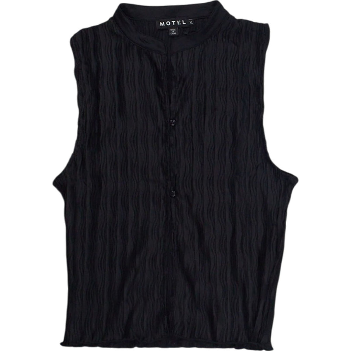 Motel Inara Crinkle Black Sleeveless Top