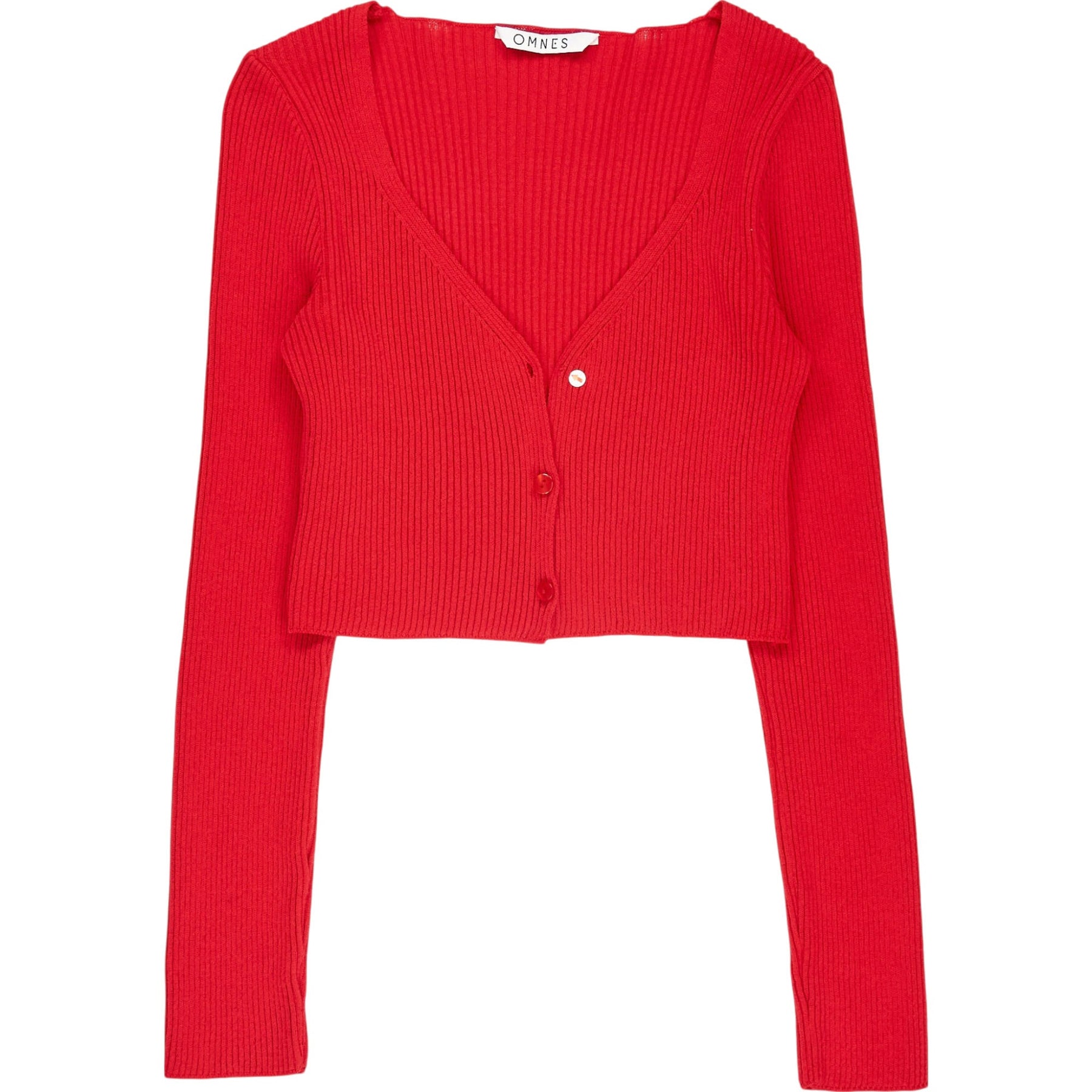 OMNES Red Ribbed Cardigan
