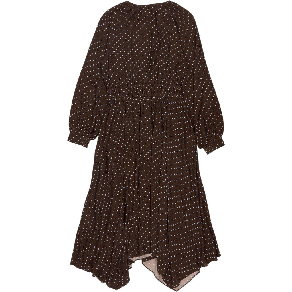 Hush Brown/Blue Tie Front Printed Dress