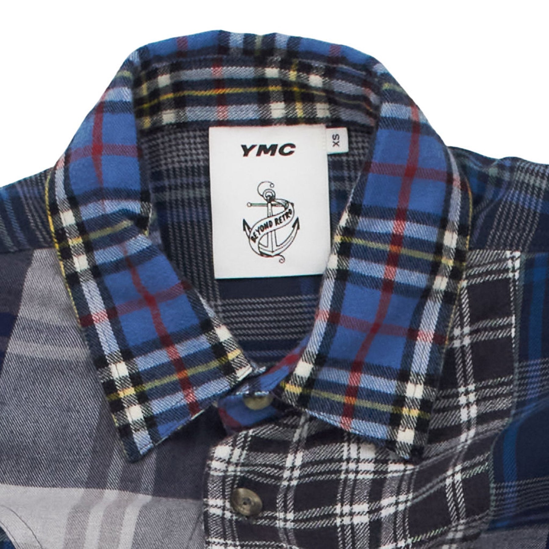 YMC Blue Patchwork Check Shirt