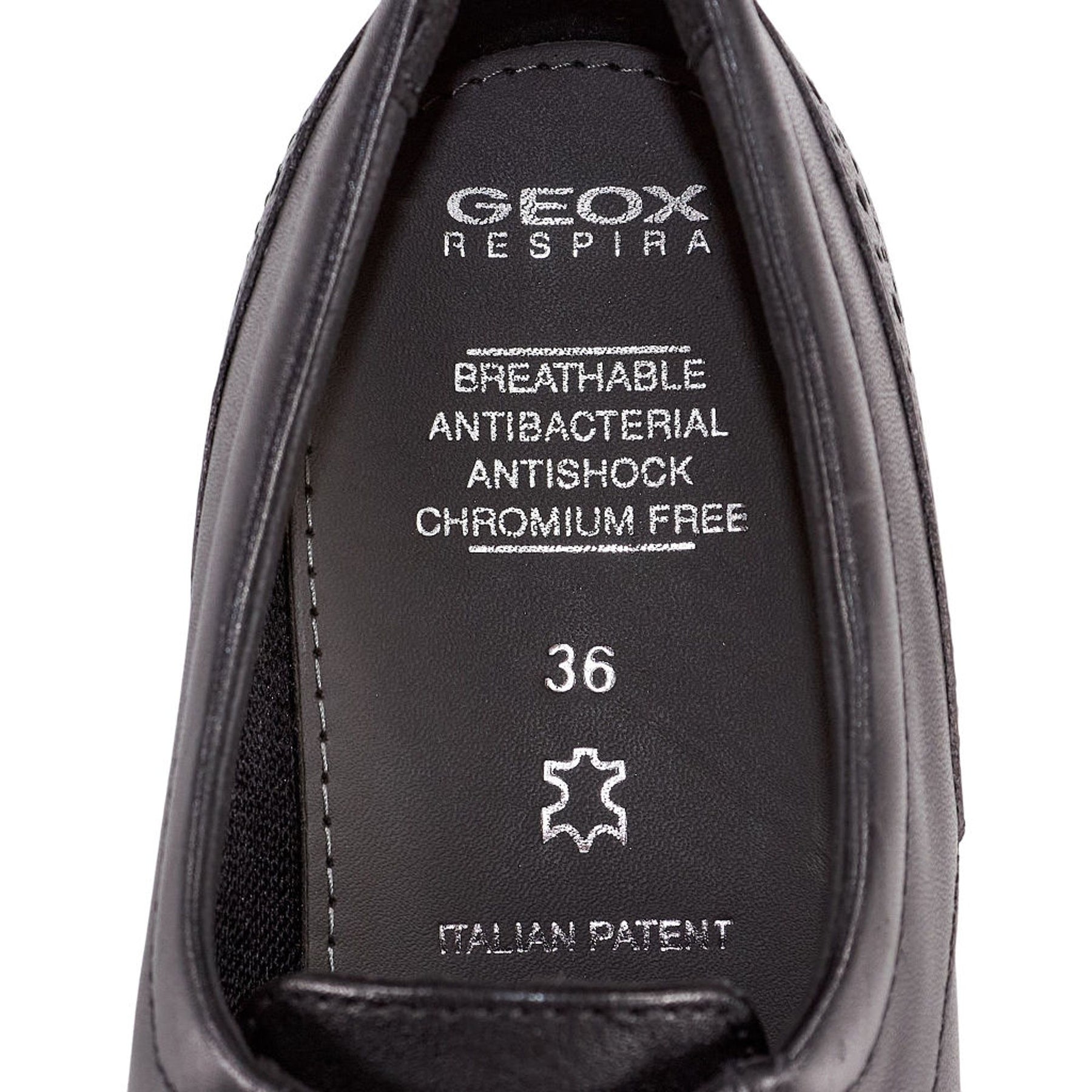 Geox Black Leather Brogue Shoes