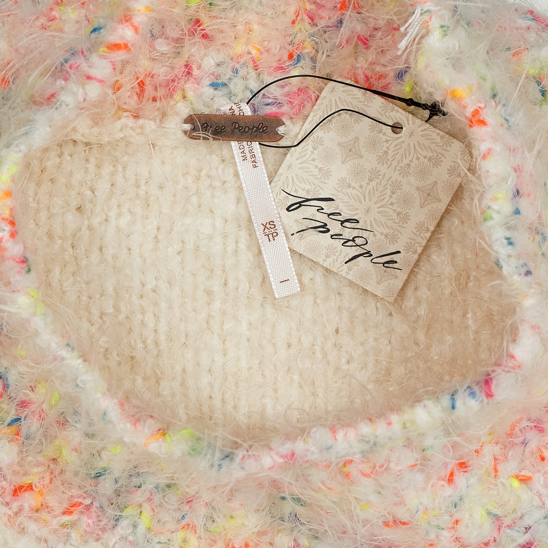 Free People Cream Multicolour Knit Jumper