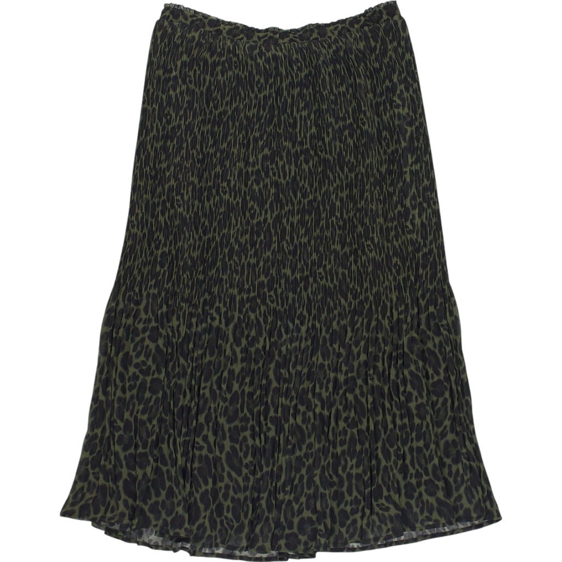 Wyse Green Leopard Print Midi Skirt