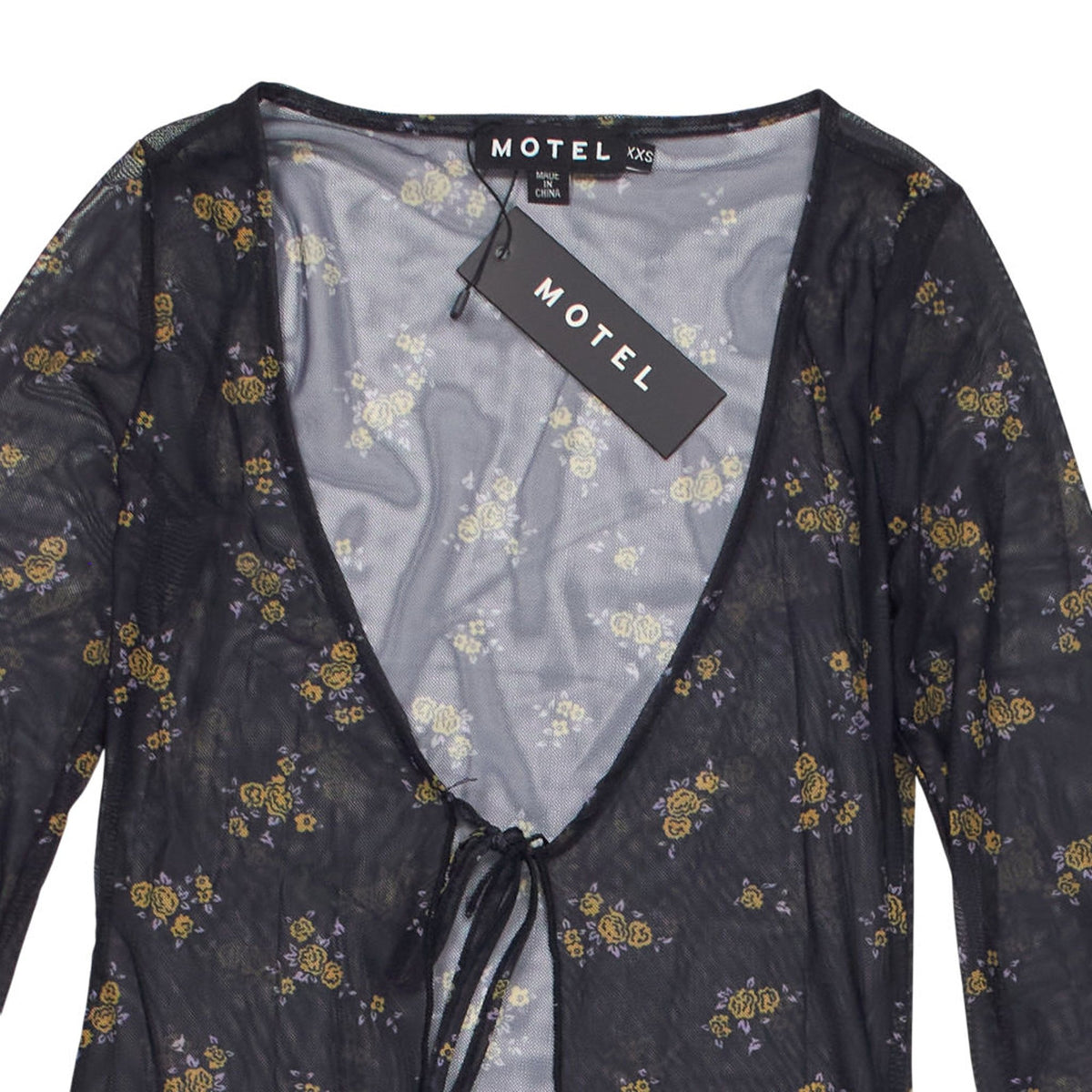 Motel Black Floral Sheer Cardigan