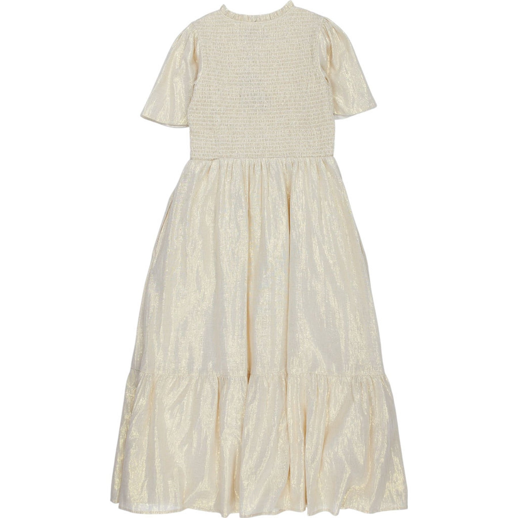 WYSE Gold Smocked Midi Dress
