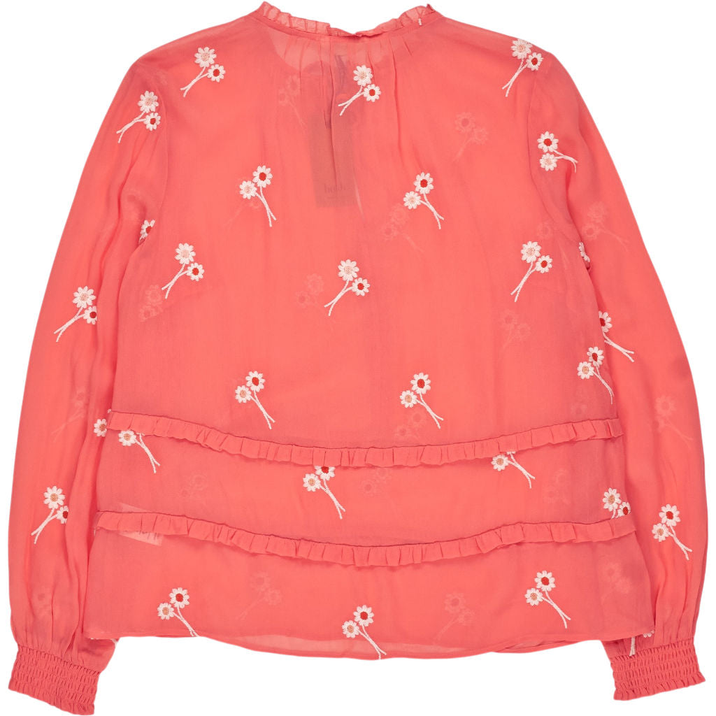 Hush Coral Akina Embroidered Top
