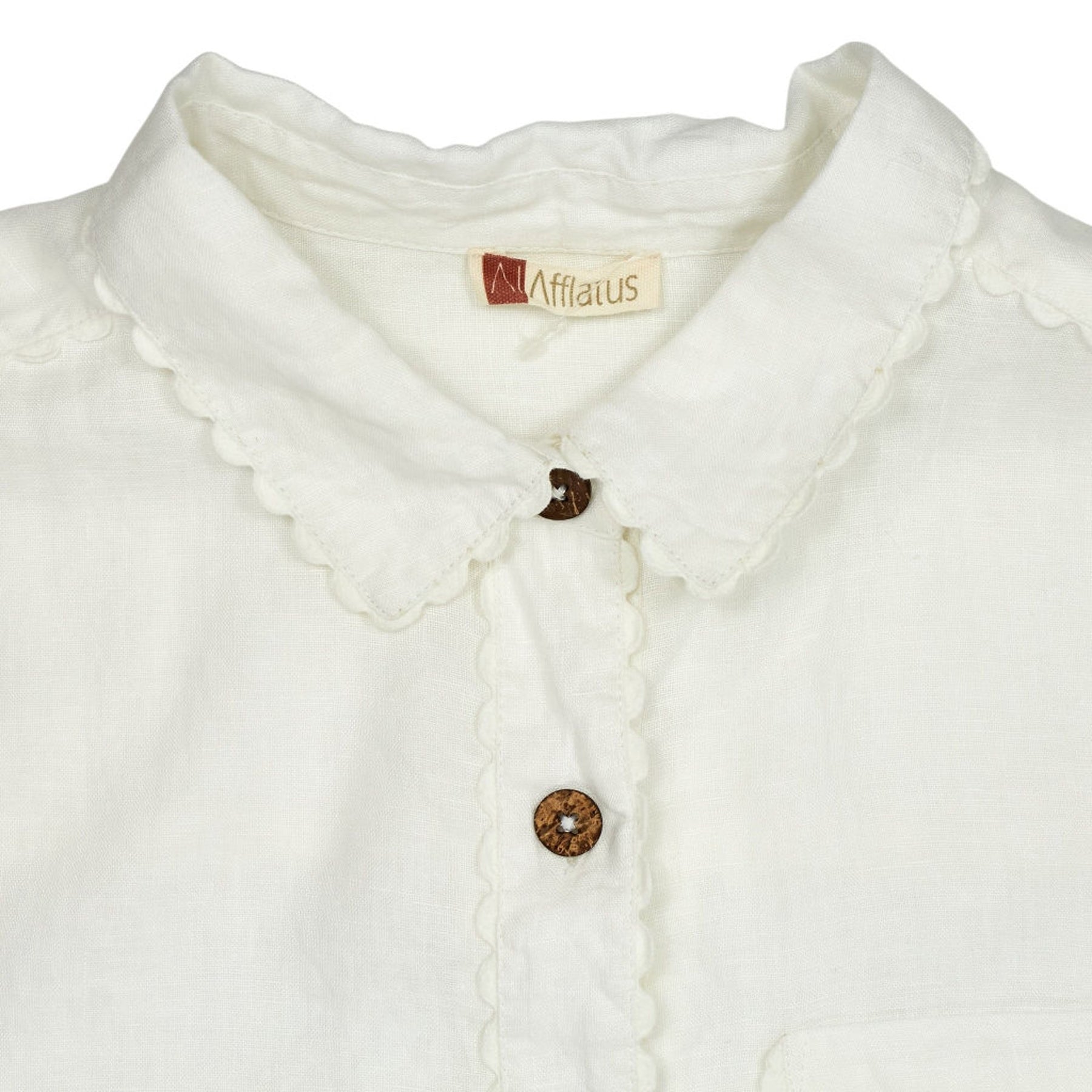 WYSE White Scalloped Button Blouse